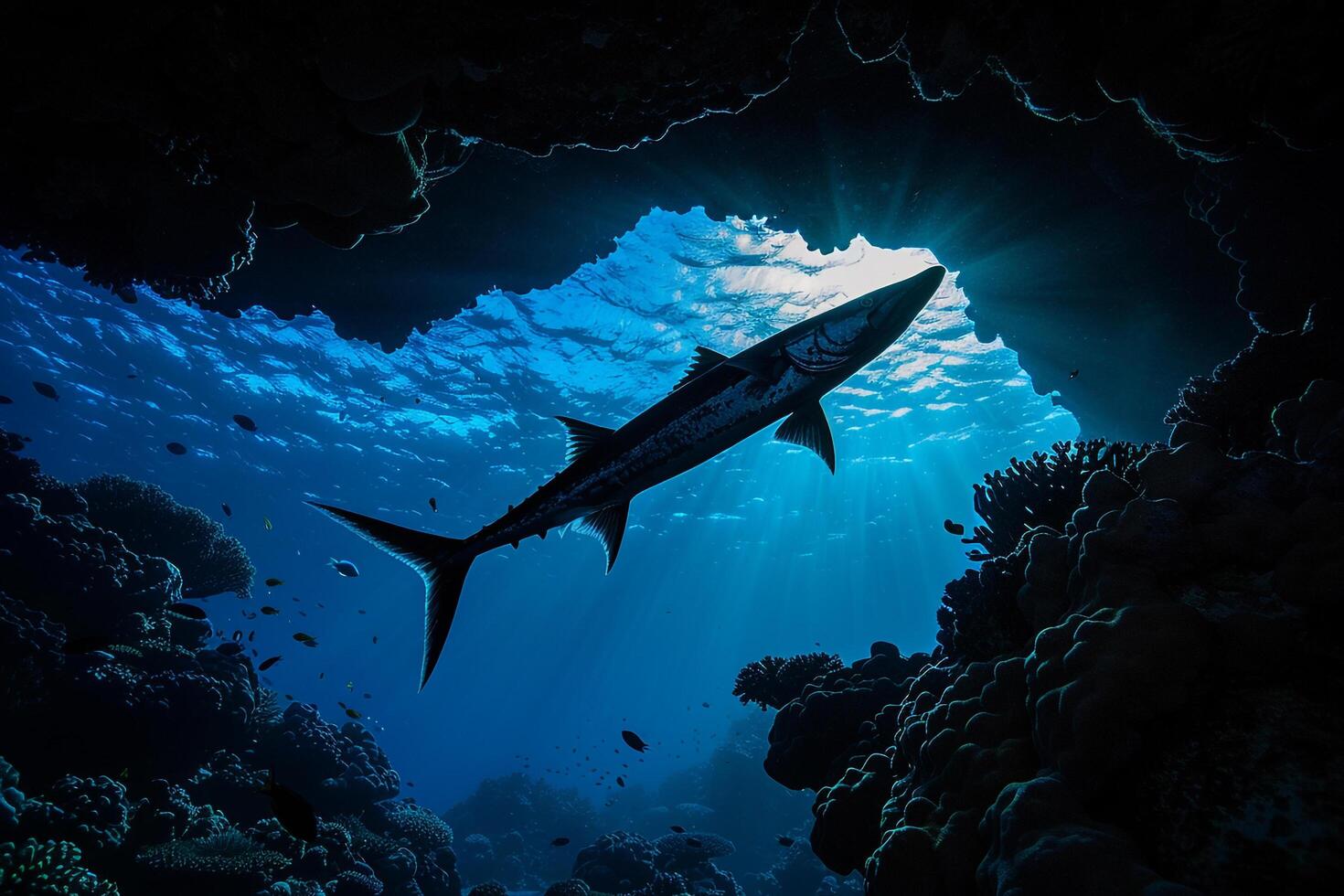 Shark Swimming through Water photo