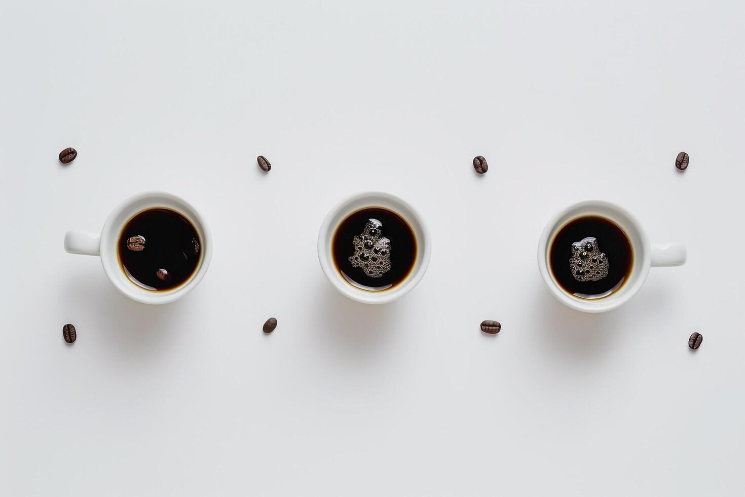Three Cups of Coffee with Coffee Beans, Background photo