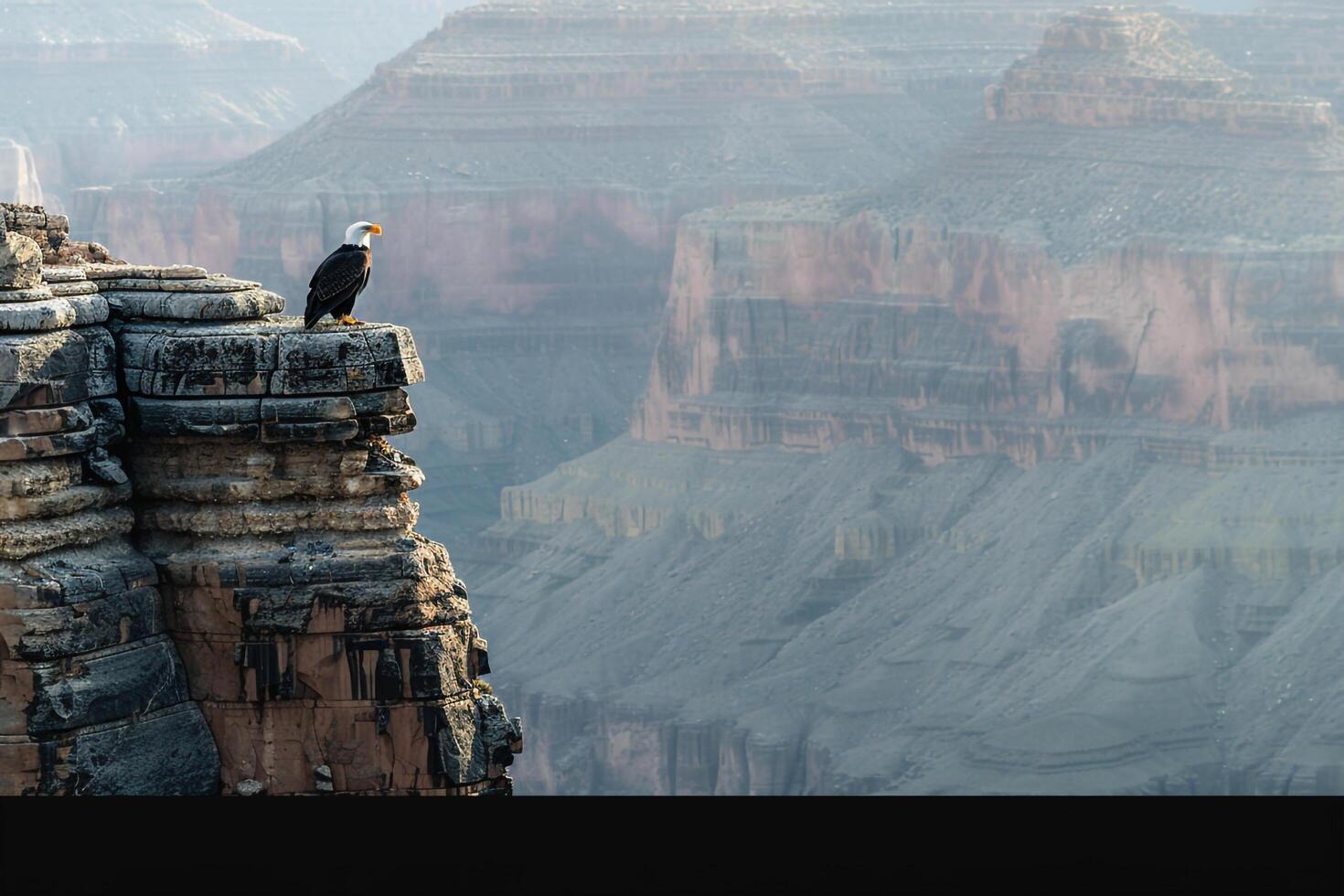 Bird perched on a cliff overlooking a canyon background photo