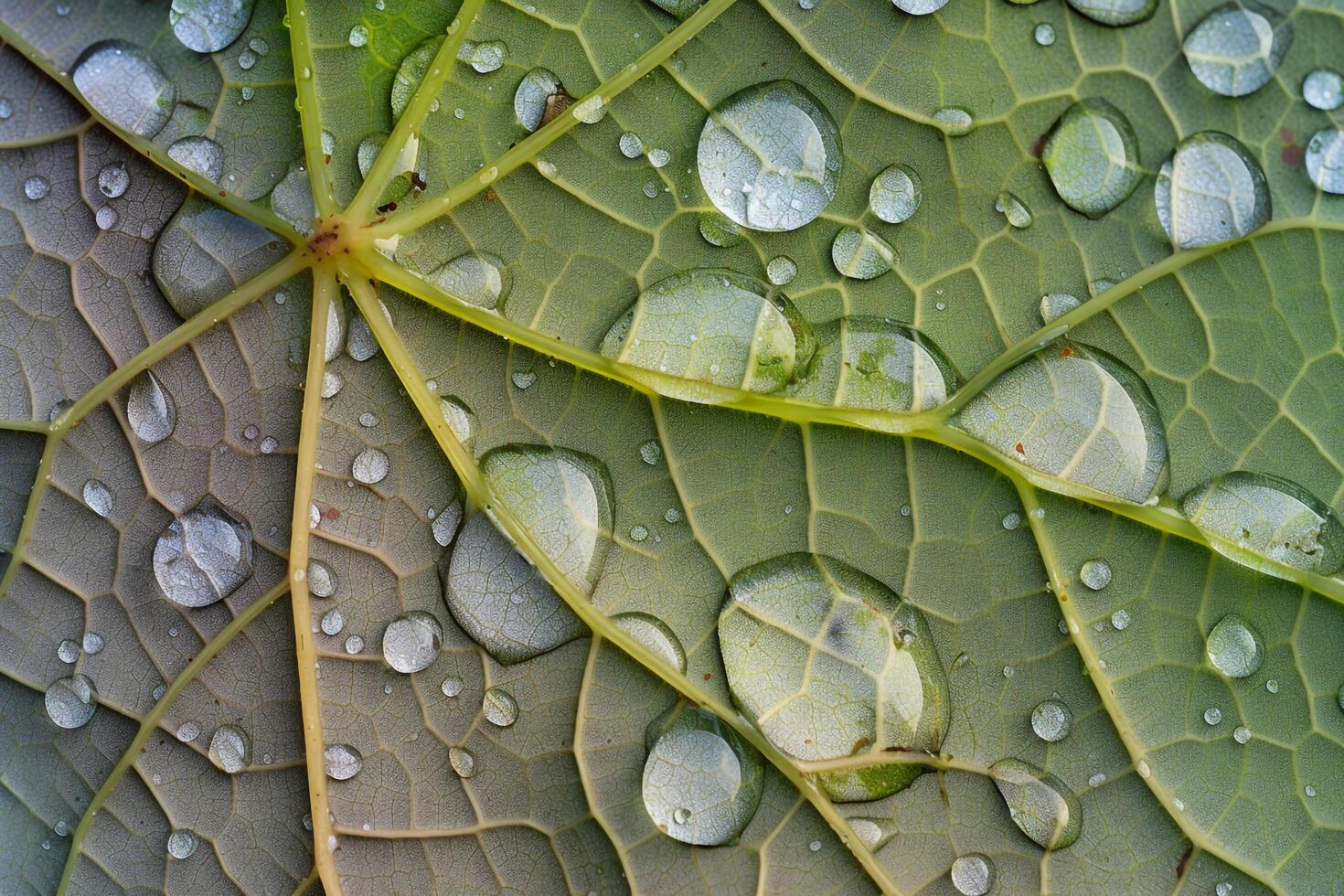 A  of a leaf with water droplets background photo