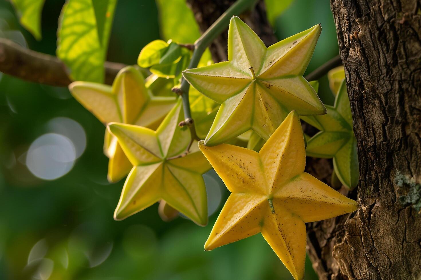 star fruit on a tree photo