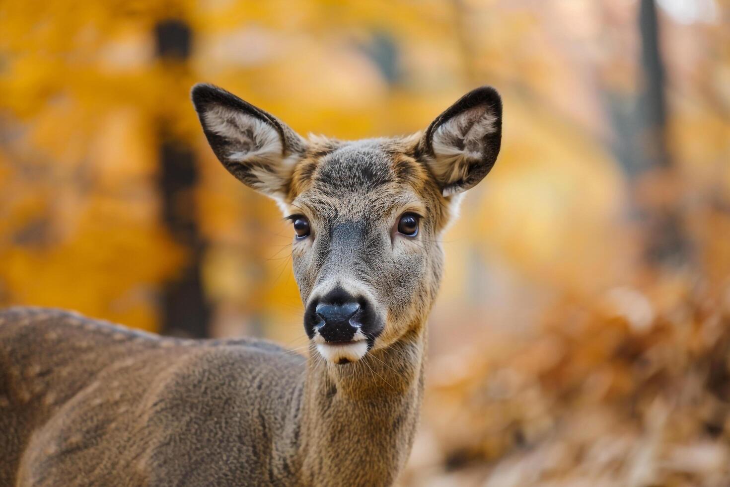 A deer standing in the middle of a forest background photo
