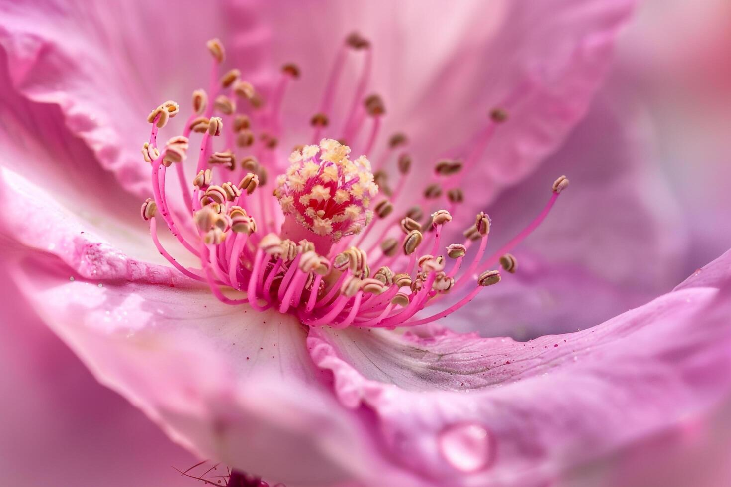 a  of a pink flower with water droplets photo