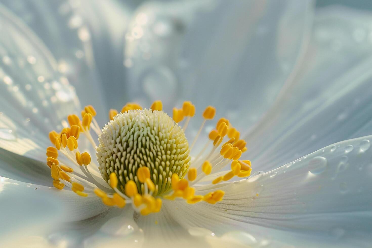 a  of a white flower with yellow stamen photo