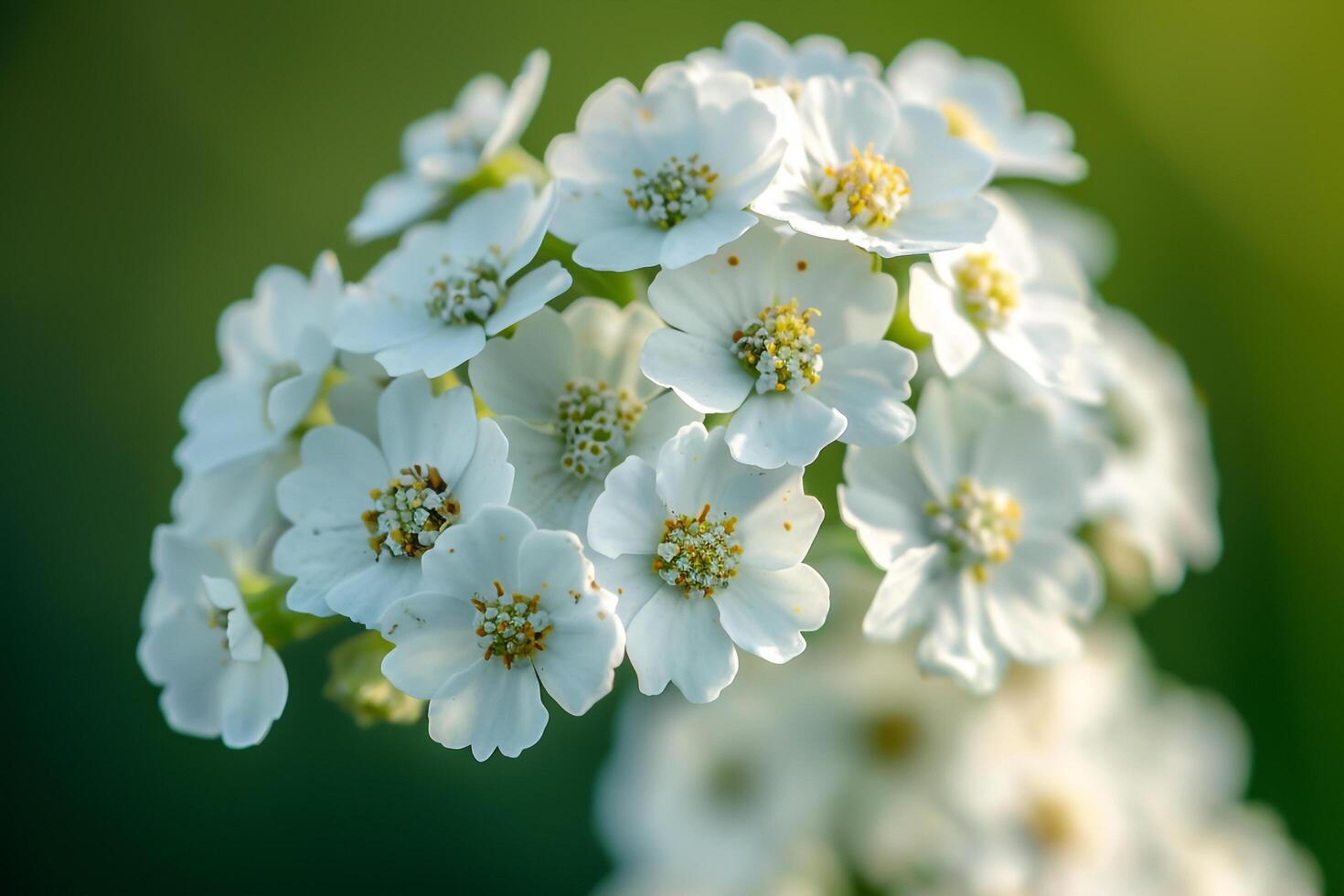 white flowers on a green background photo