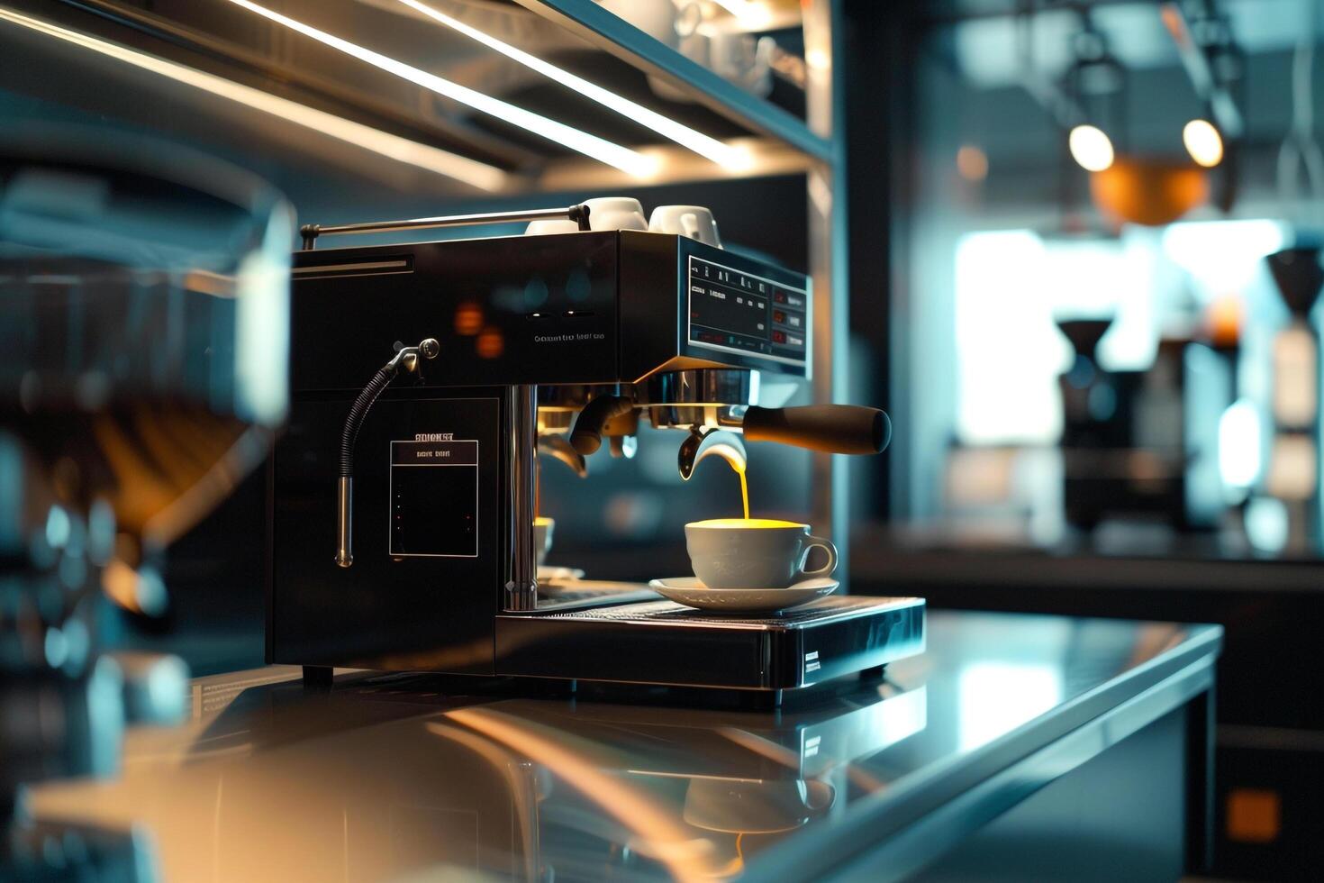 a coffee machine is being used in a coffee shop photo