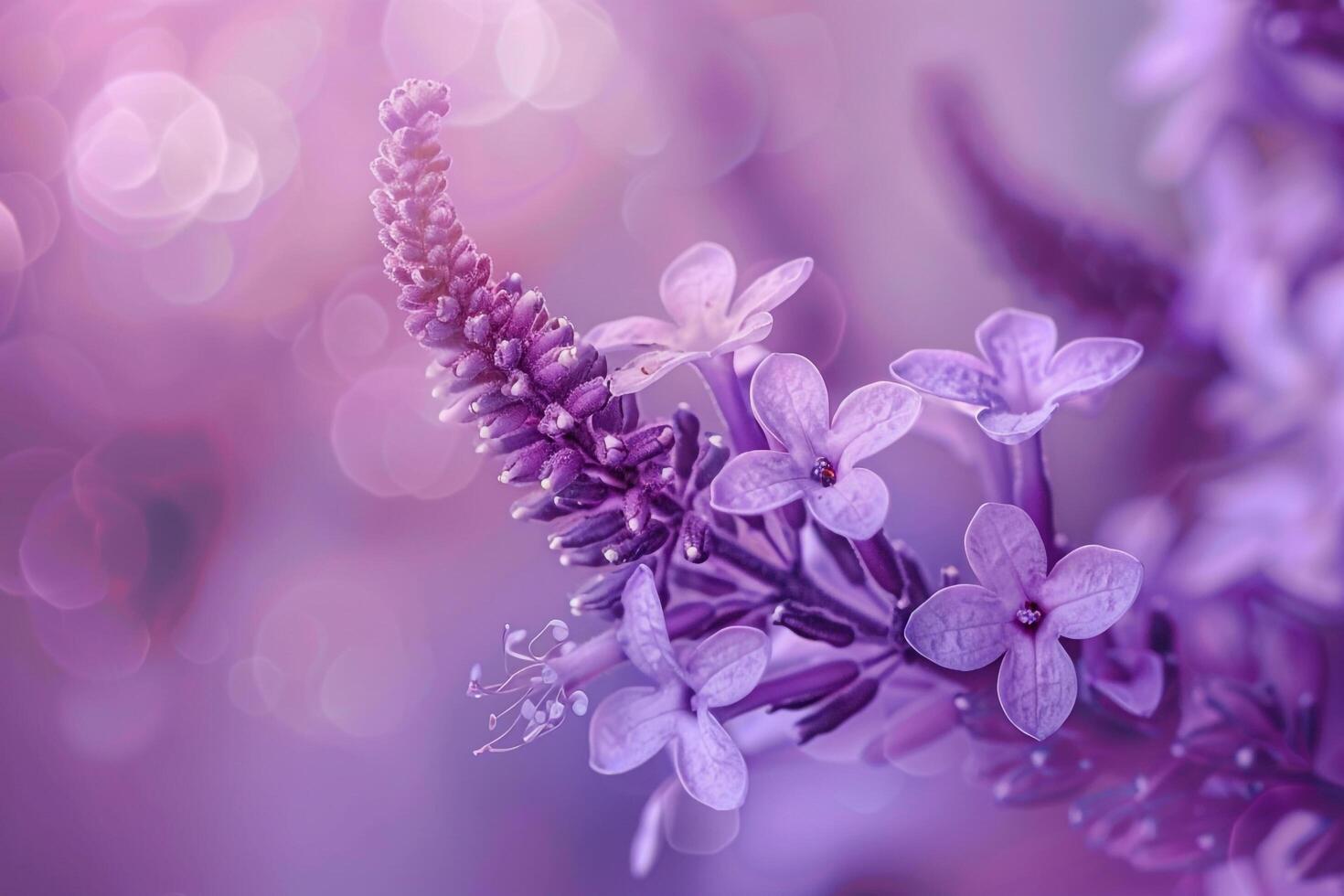 a  of a purple flower with a bokeh effect photo