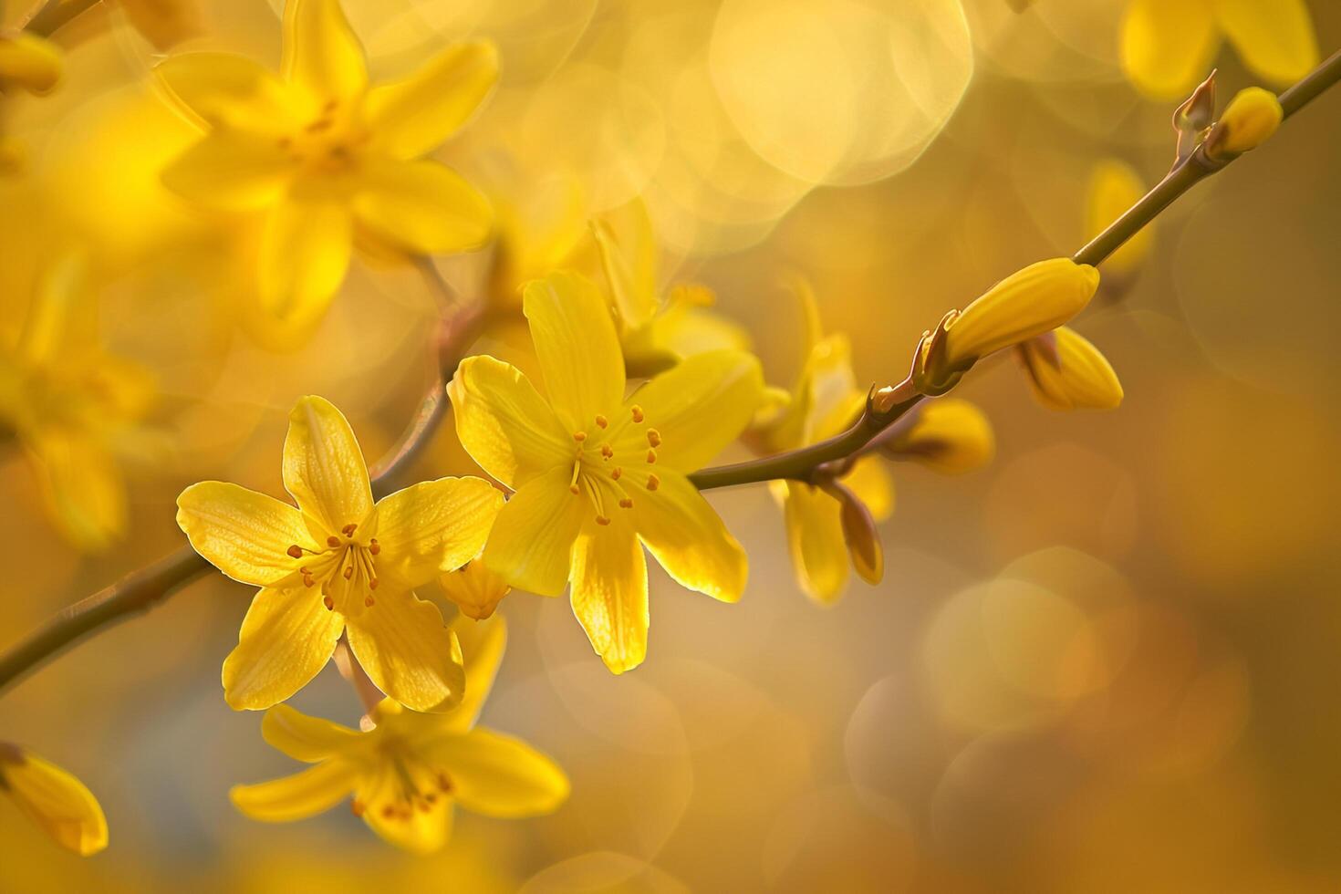 yellow flowers on a branch photo