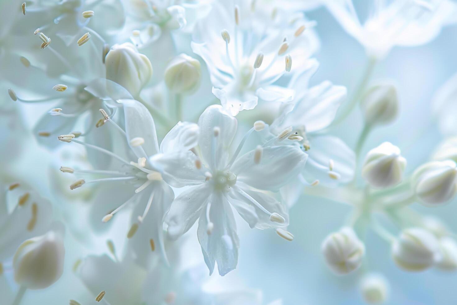 a  of a bunch of white flowers photo