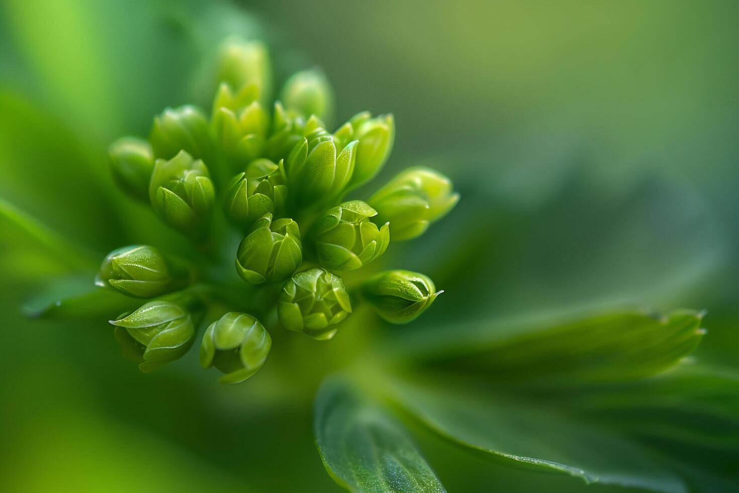 a  of a green plant with small flowers photo