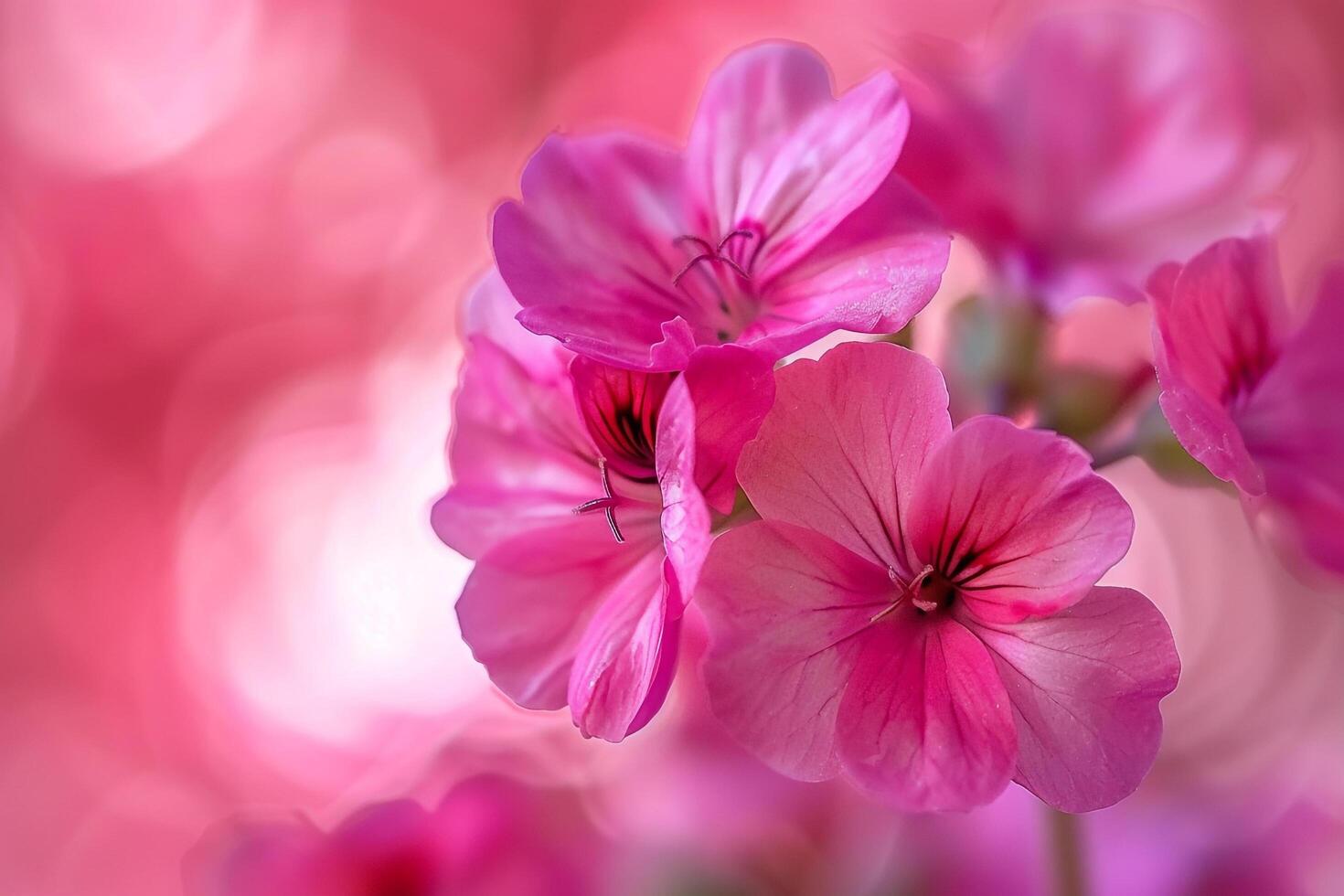 pink geranium flowers on a pink background photo