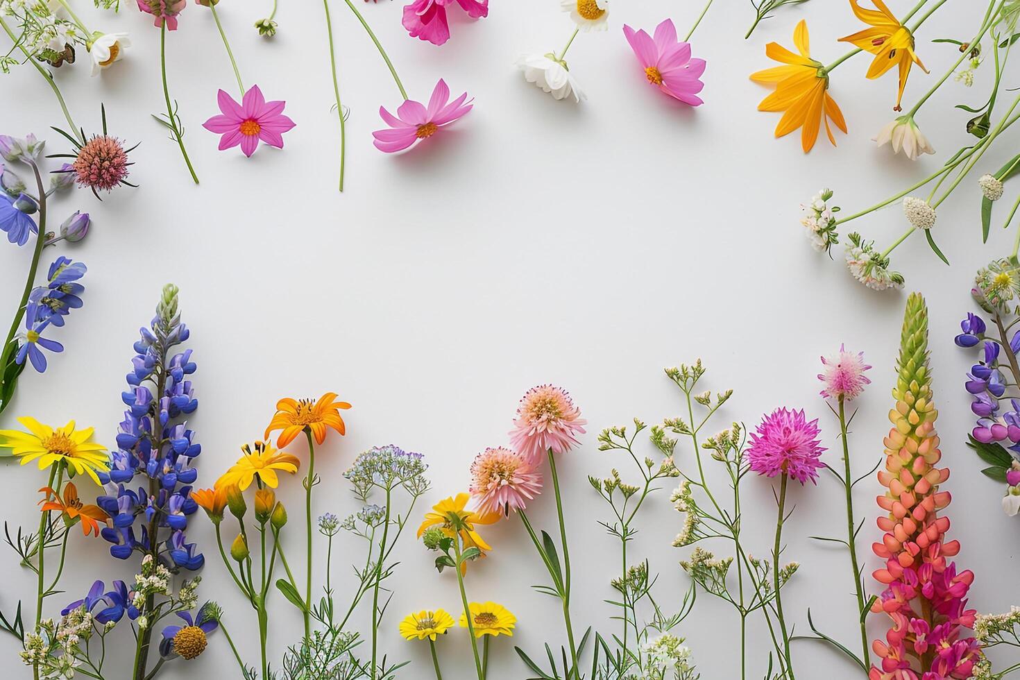 a white background with many different types of flowers photo