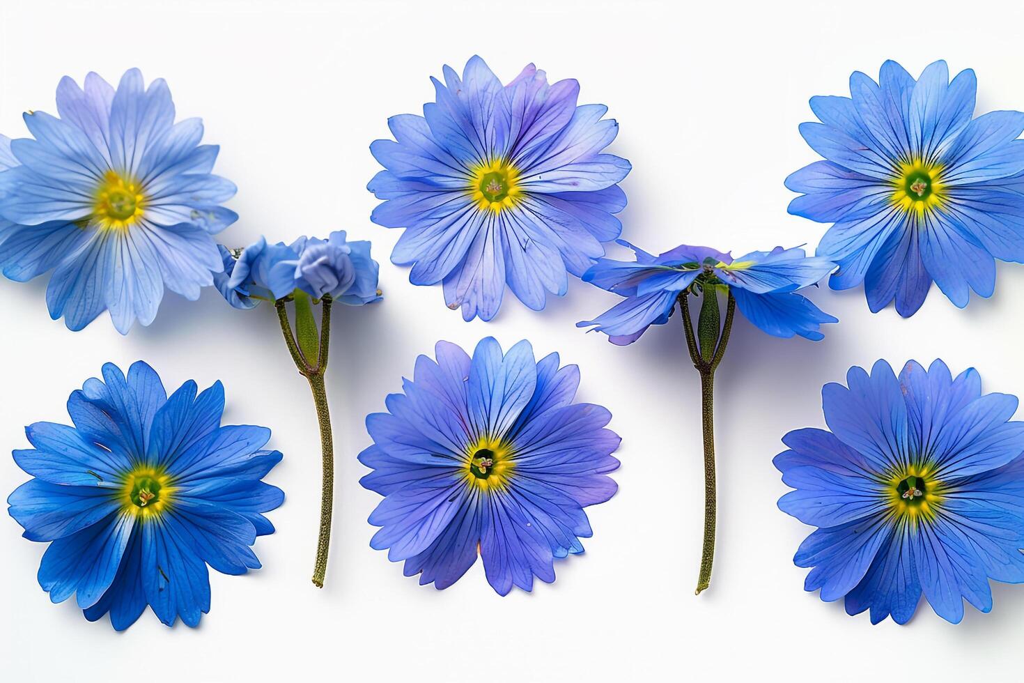 blue flowers on white background photo