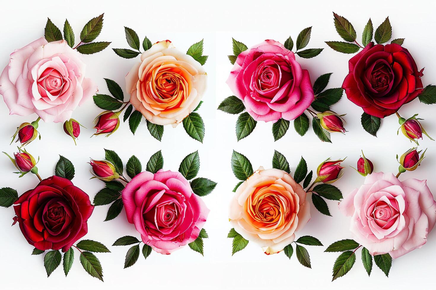 Group of Roses Arranged in Square Pattern Background photo