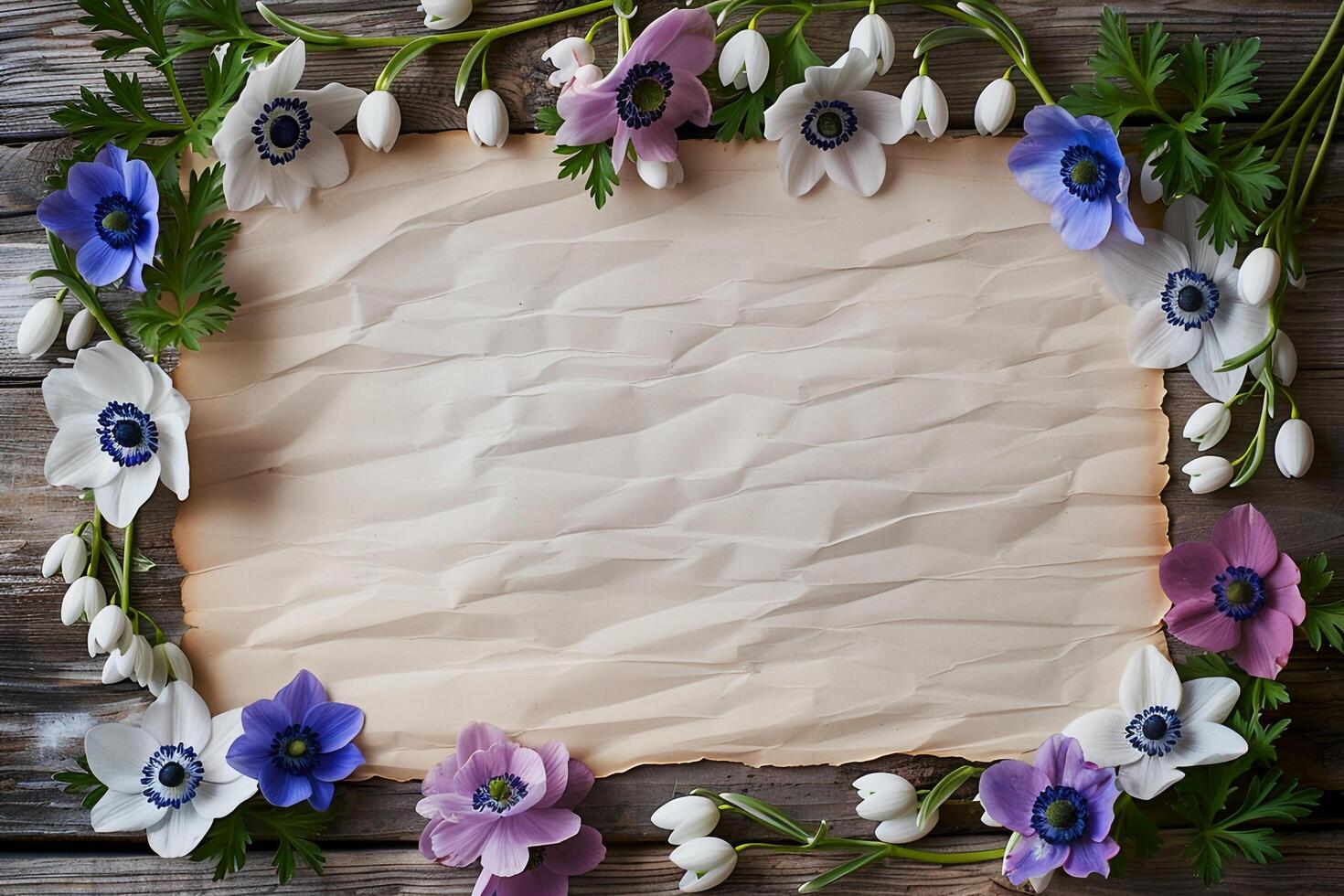 Old Paper with Flowers Background photo