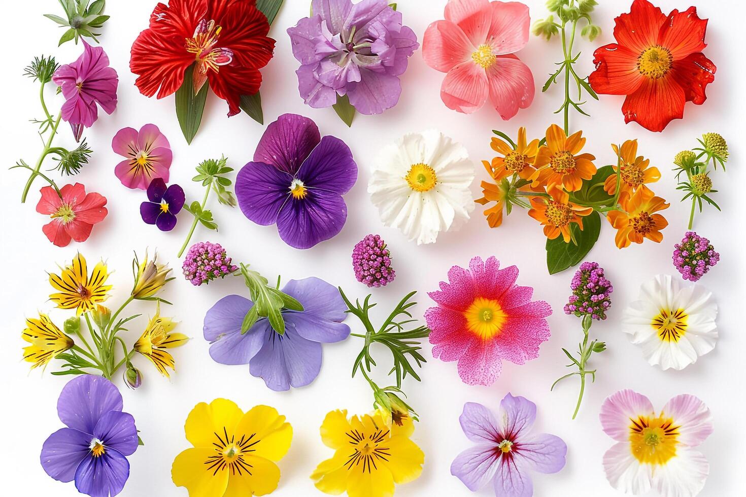 Variety of Different Flowers Arranged in Circle Background photo