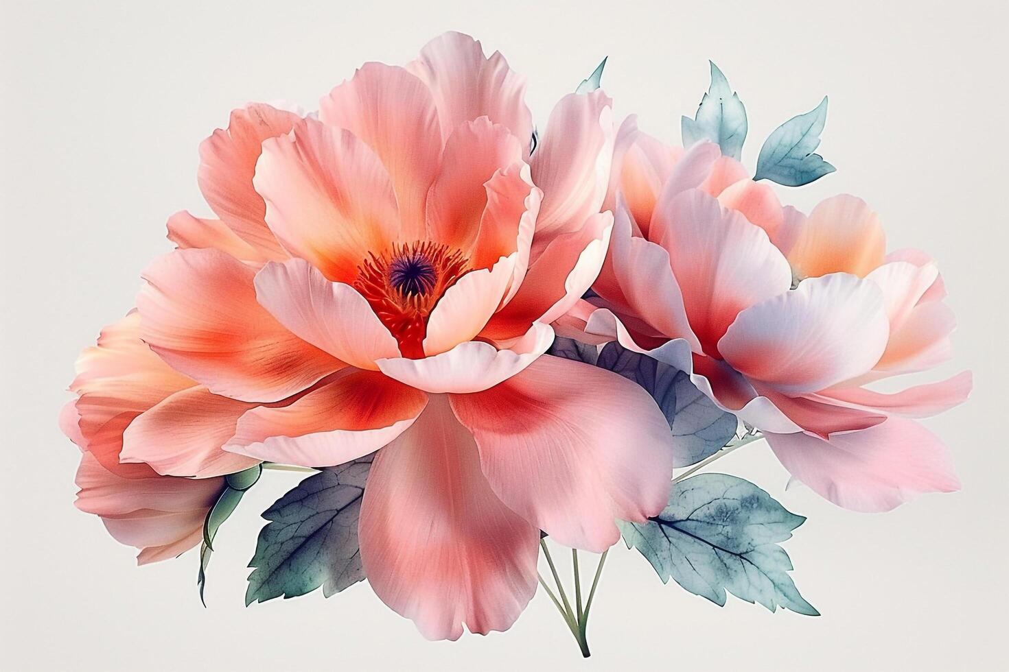 Watercolor Painting of Pink Peonies Background photo