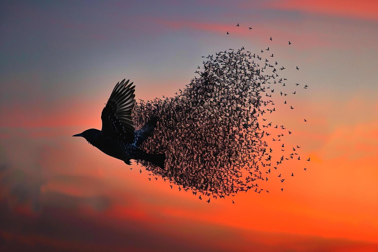 Bird Flying Through the Air with Birds Flying Around It Background photo