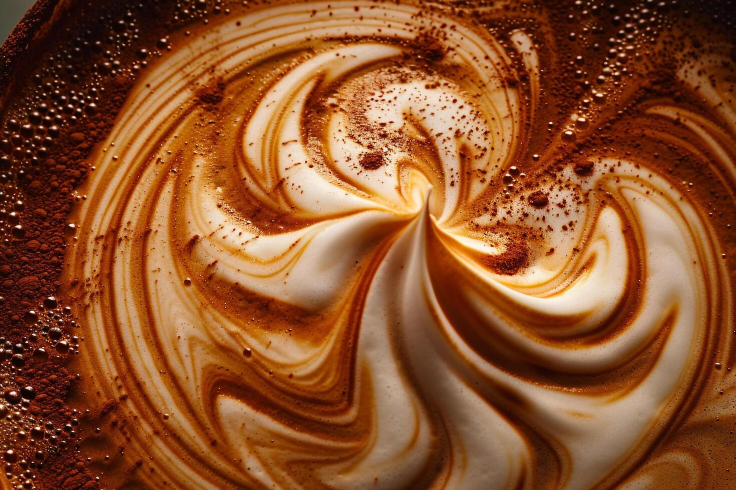 Cappuccino with Swirls of Chocolate and White Background photo