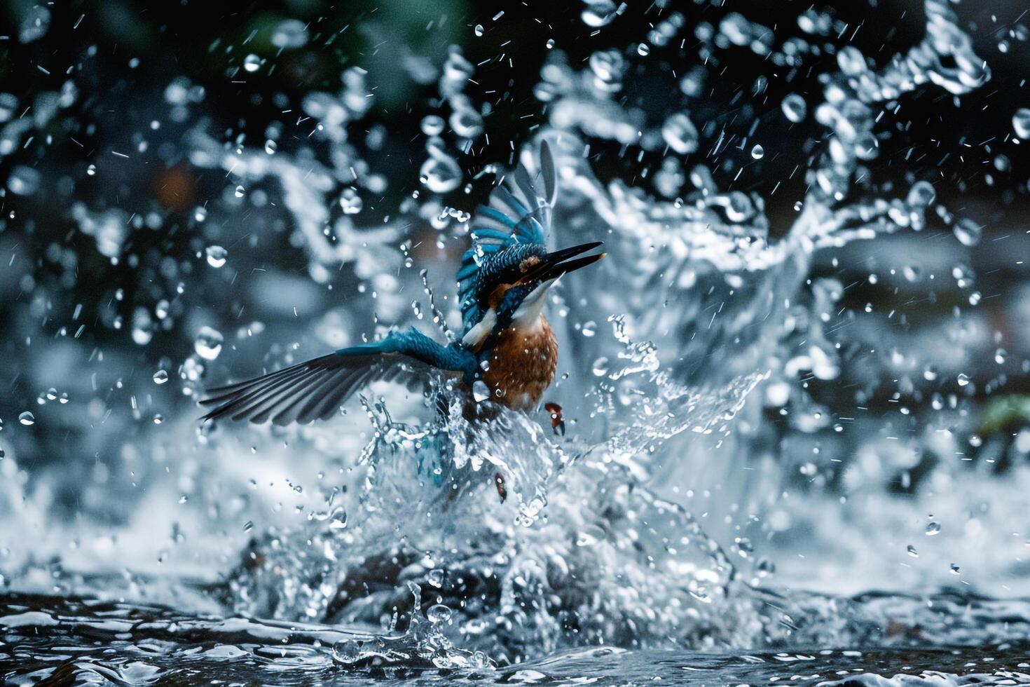 Kingfisher Splashing Water Background photo