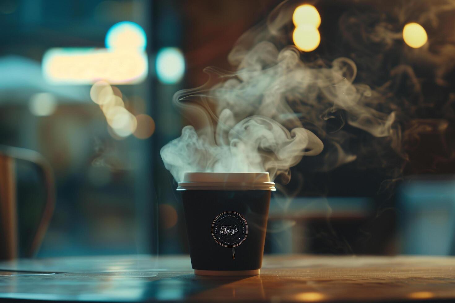 Coffee Cup with Steam Coming Out Background photo