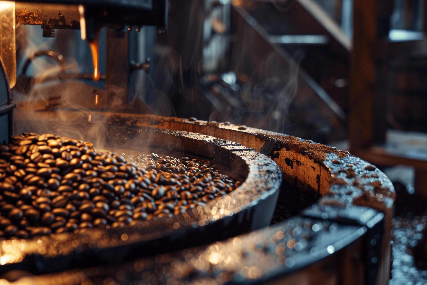 Coffee Beans Being Roasted in a Machine Background photo