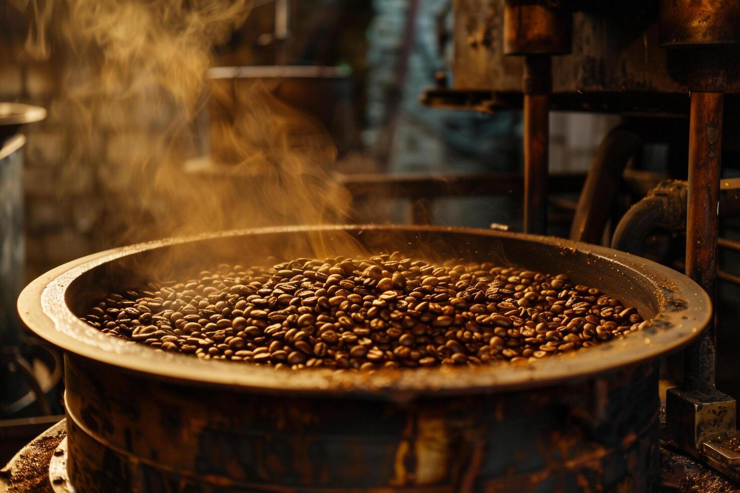 Coffee Beans Are Being Roasted in a Large Pot Background photo