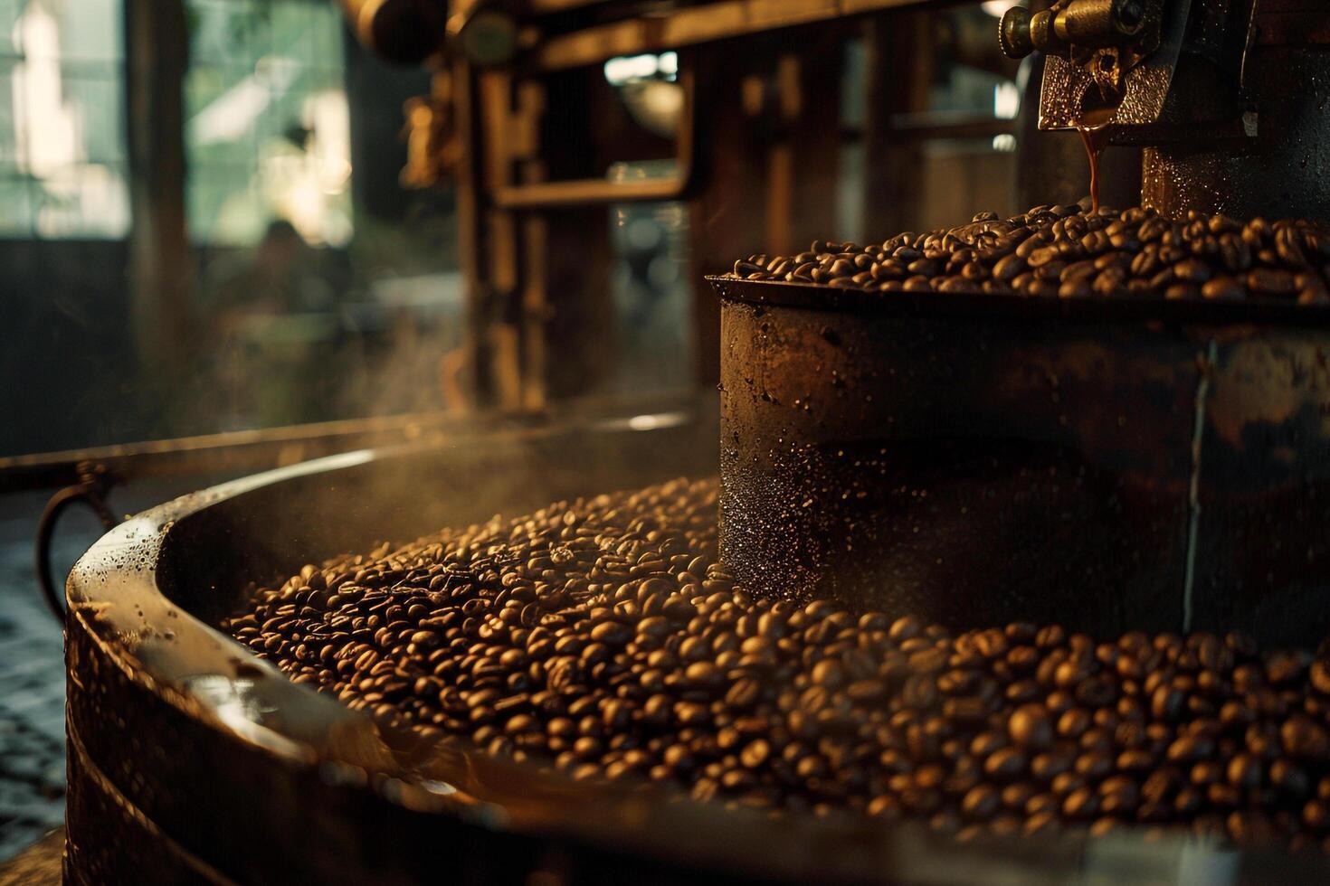 Coffee Beans Are Being Ground in a Machine Background photo