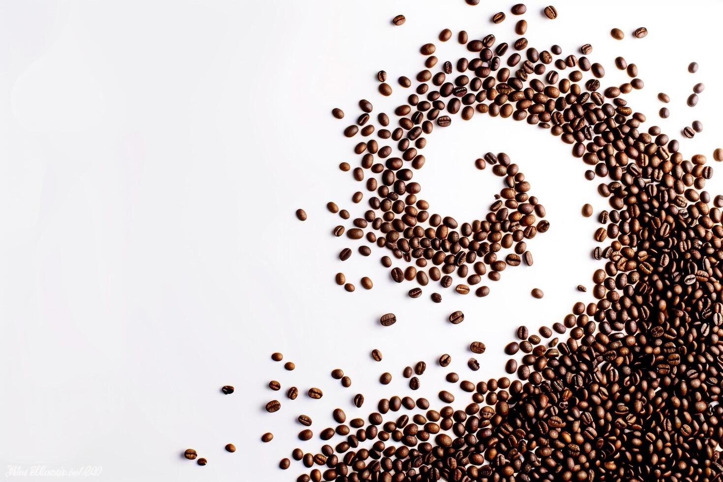 Coffee Beans Are Arranged in a Spiral Shape Background photo