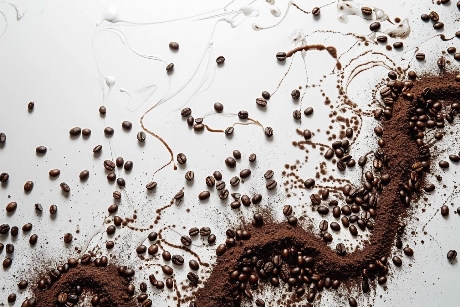 Coffee Beans Coffee Powder White Background photo