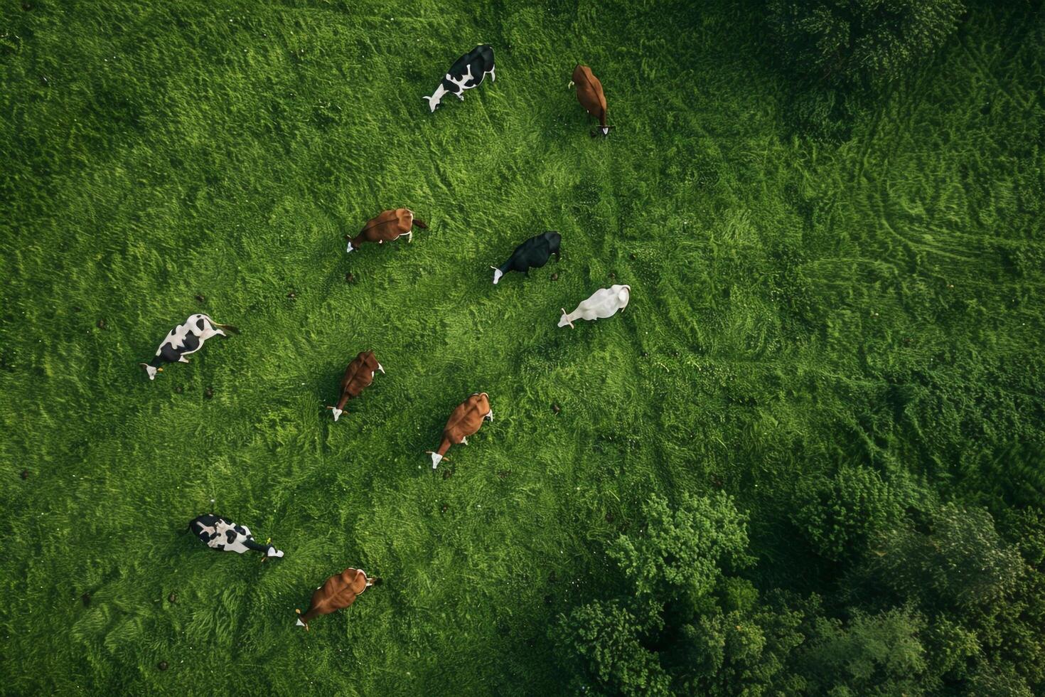 Herd of Cows Grazing in a Field Background photo