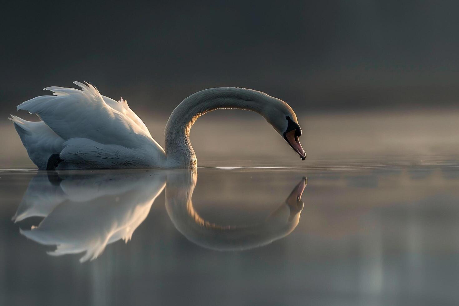 Swan Swimming in Water Background photo