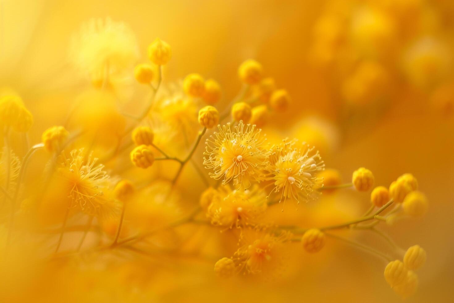 Yellow Flowers in Blurry Photo Background