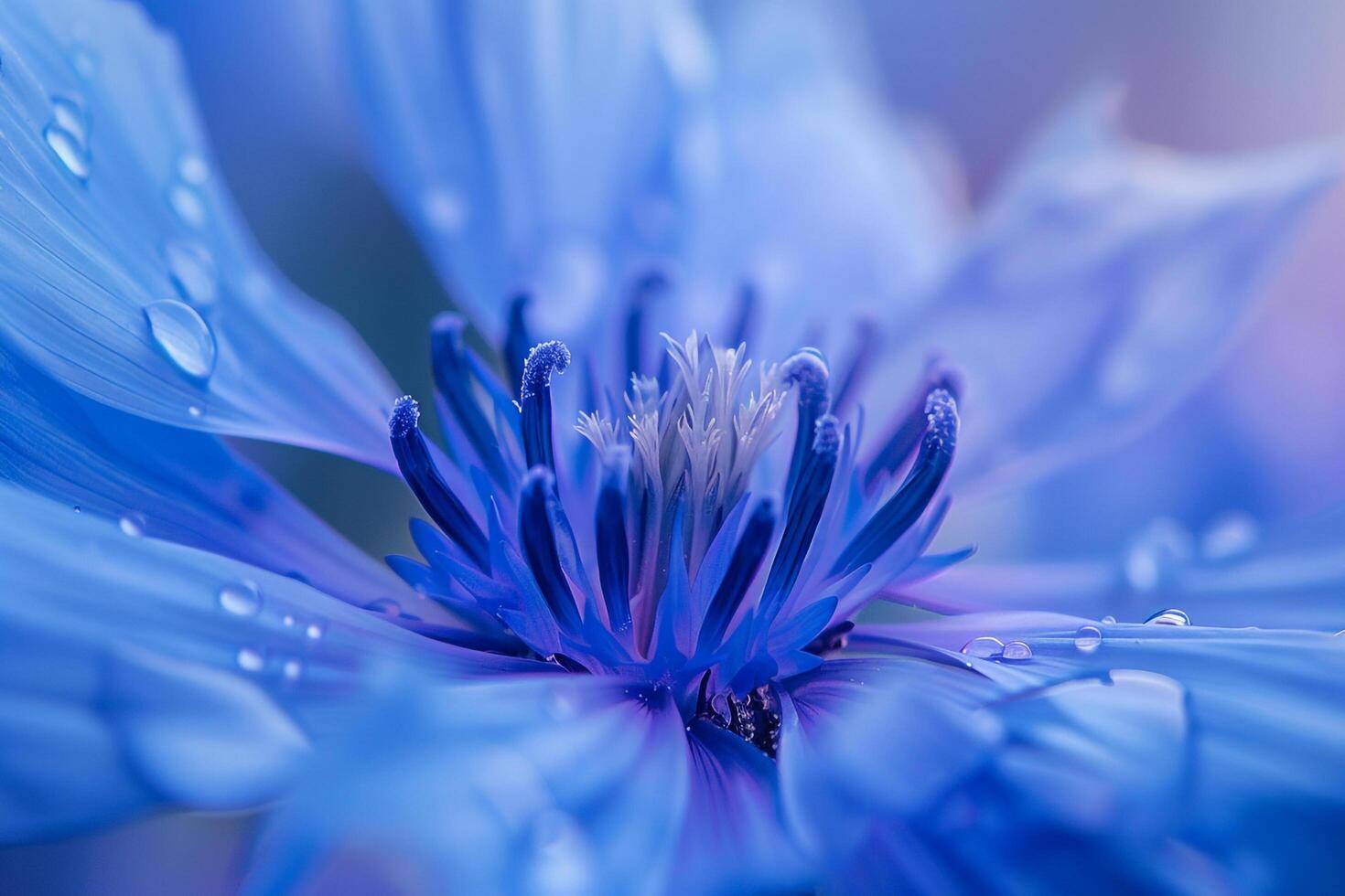 Blue Flower  with Water Droplets Background photo
