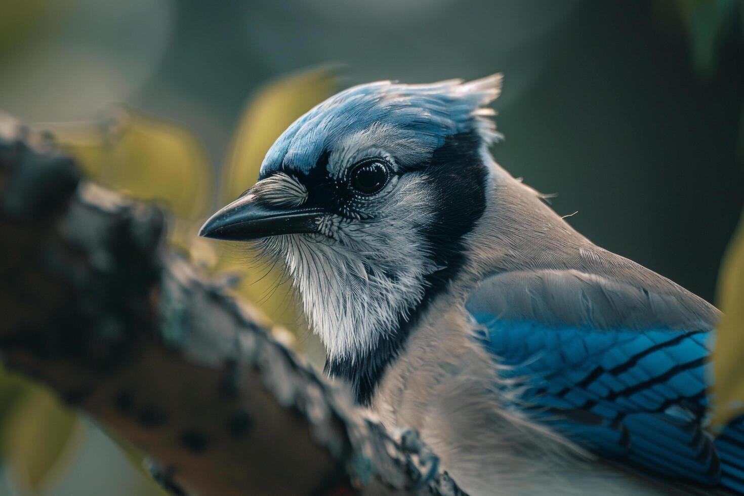 Blue Jay Perched on Branch with Natural Background photo
