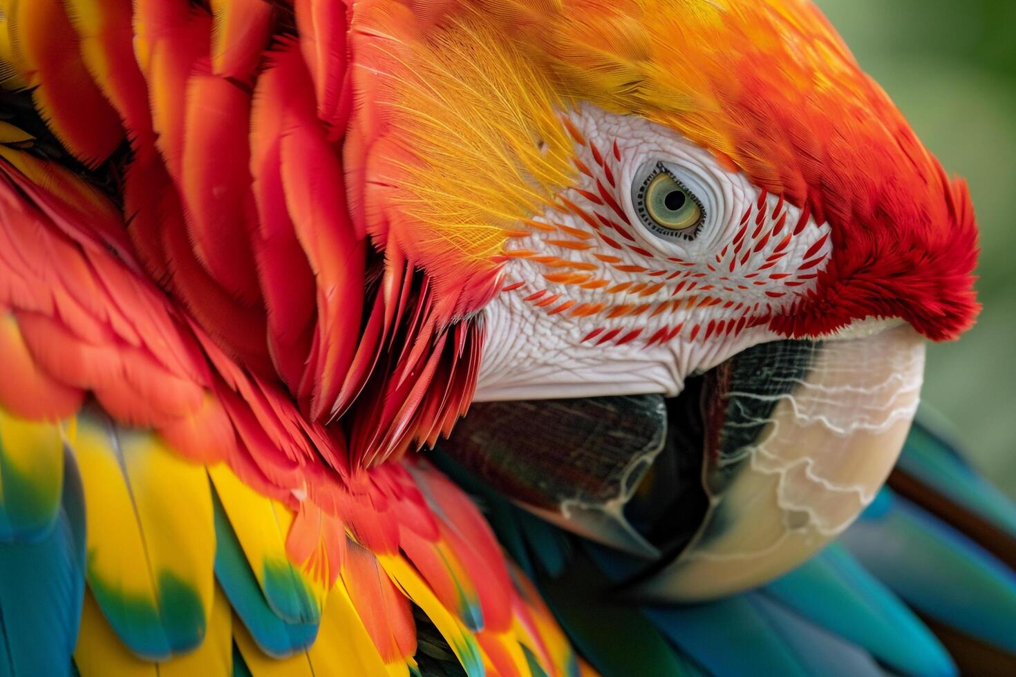 Colorful Parrot with Green Head Natural Background photo