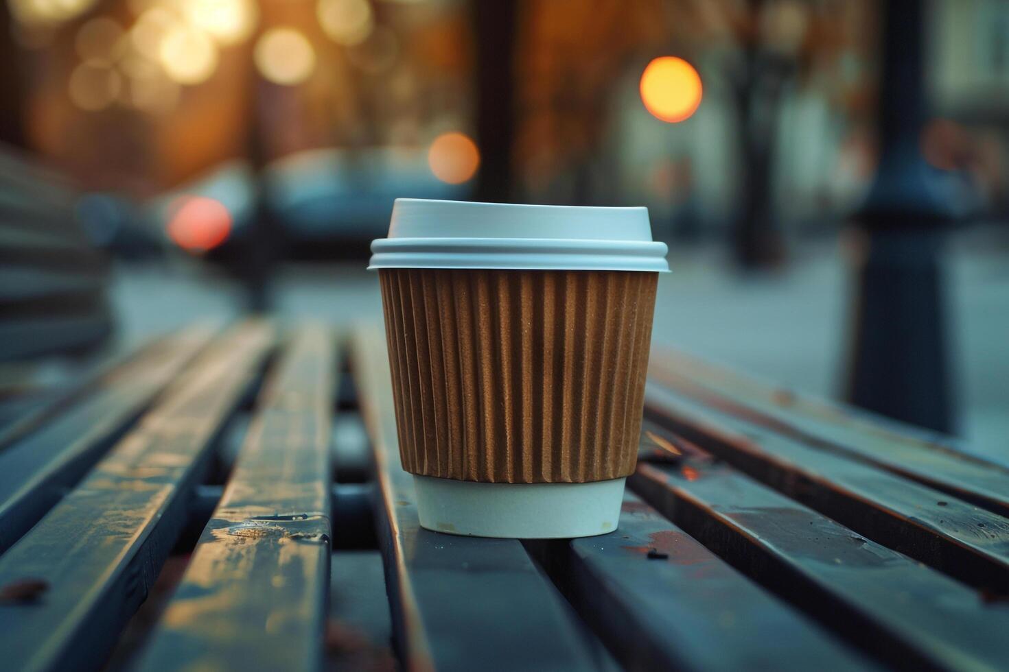 Coffee Cup on a Bench photo