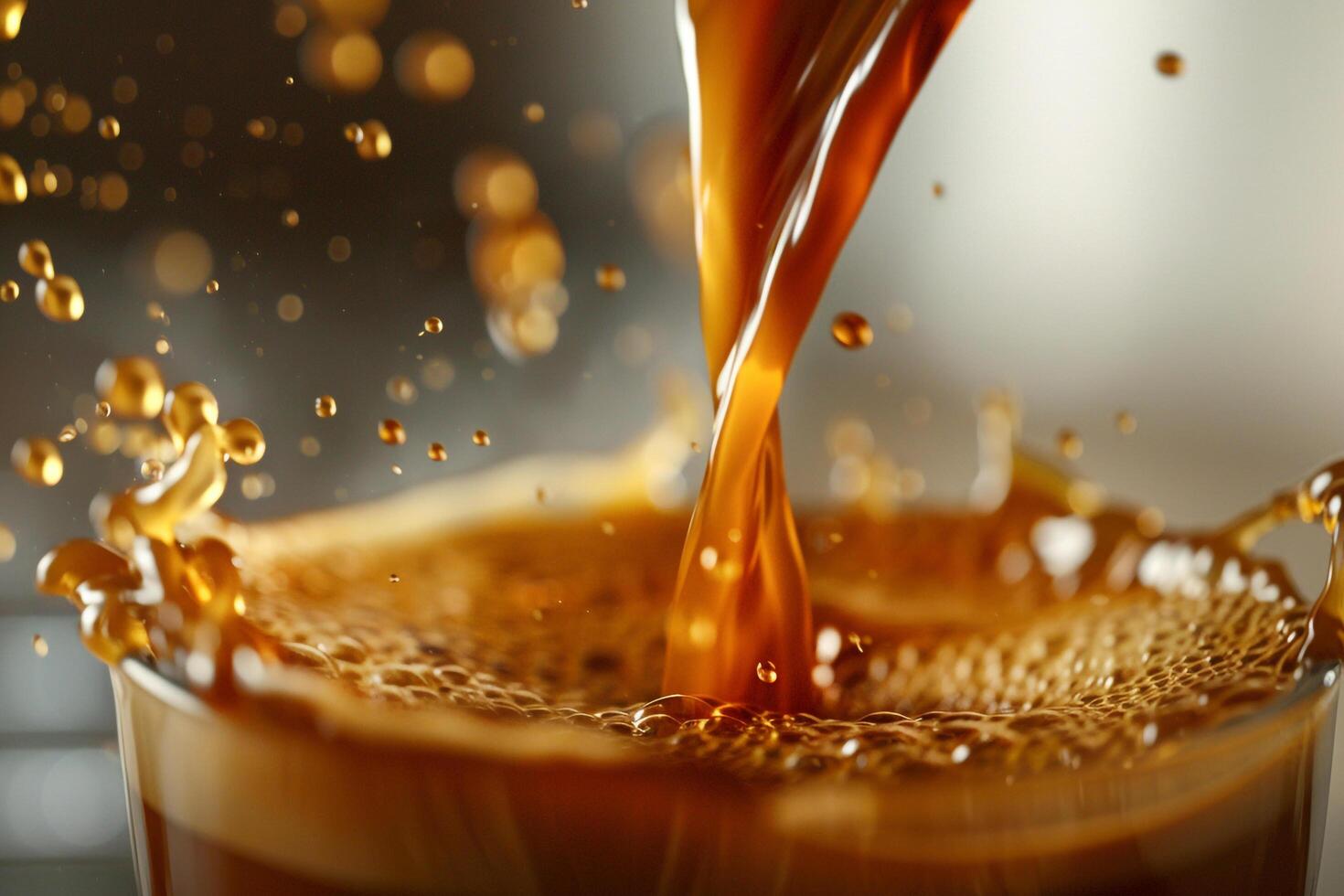 Glass of Coffee Being Poured into a Cup photo