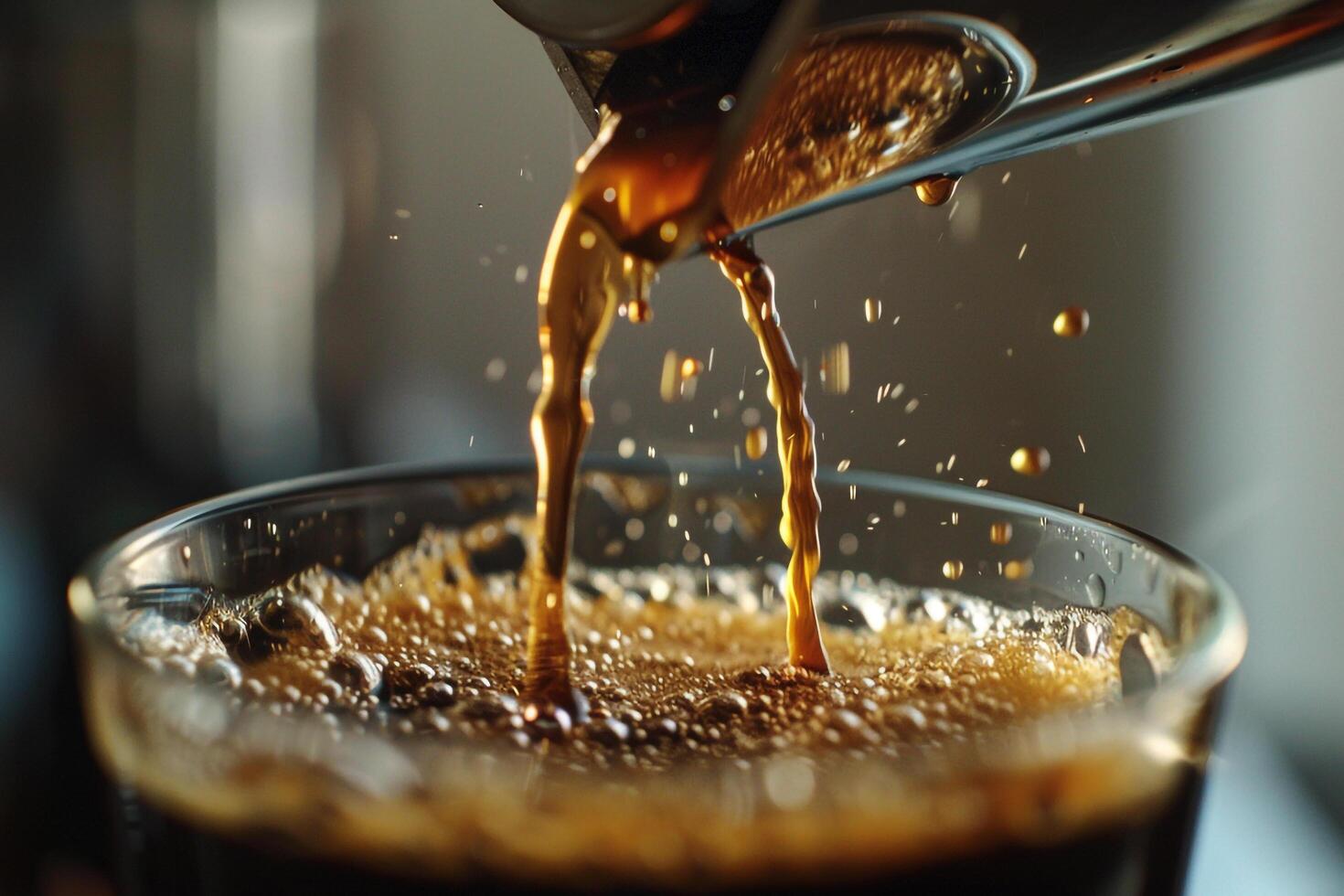 Glass of Coffee Being Poured into a Cup photo