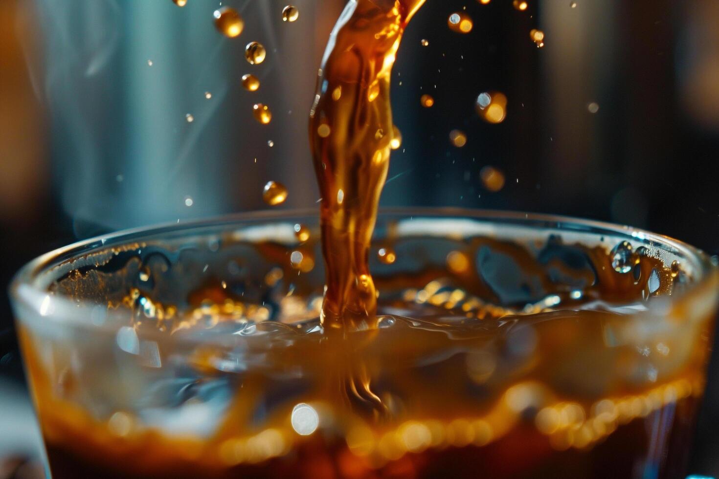 Glass of Coffee Being Poured into a Cup photo