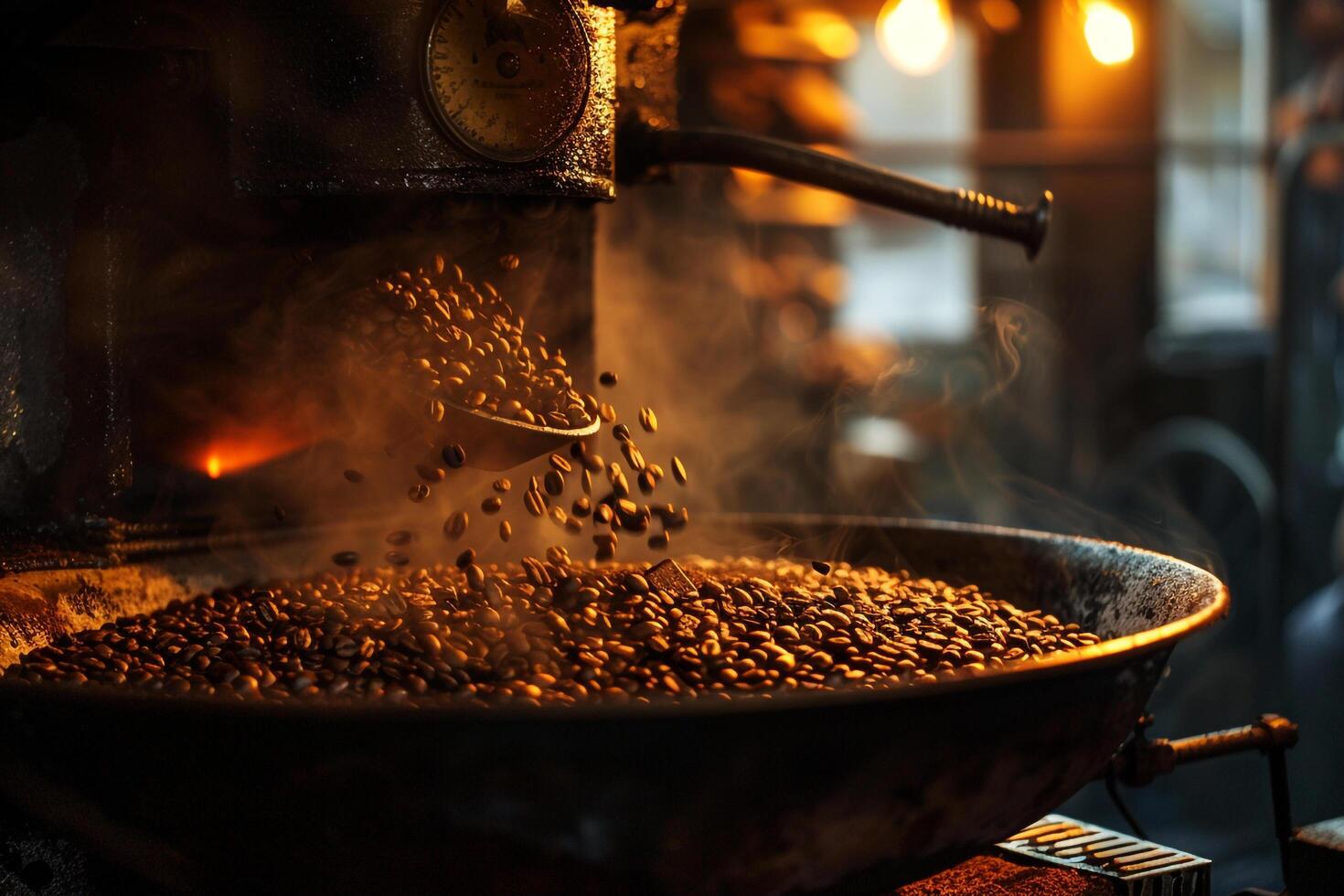 Coffee Beans Being Ground in a Coffee Grinder photo