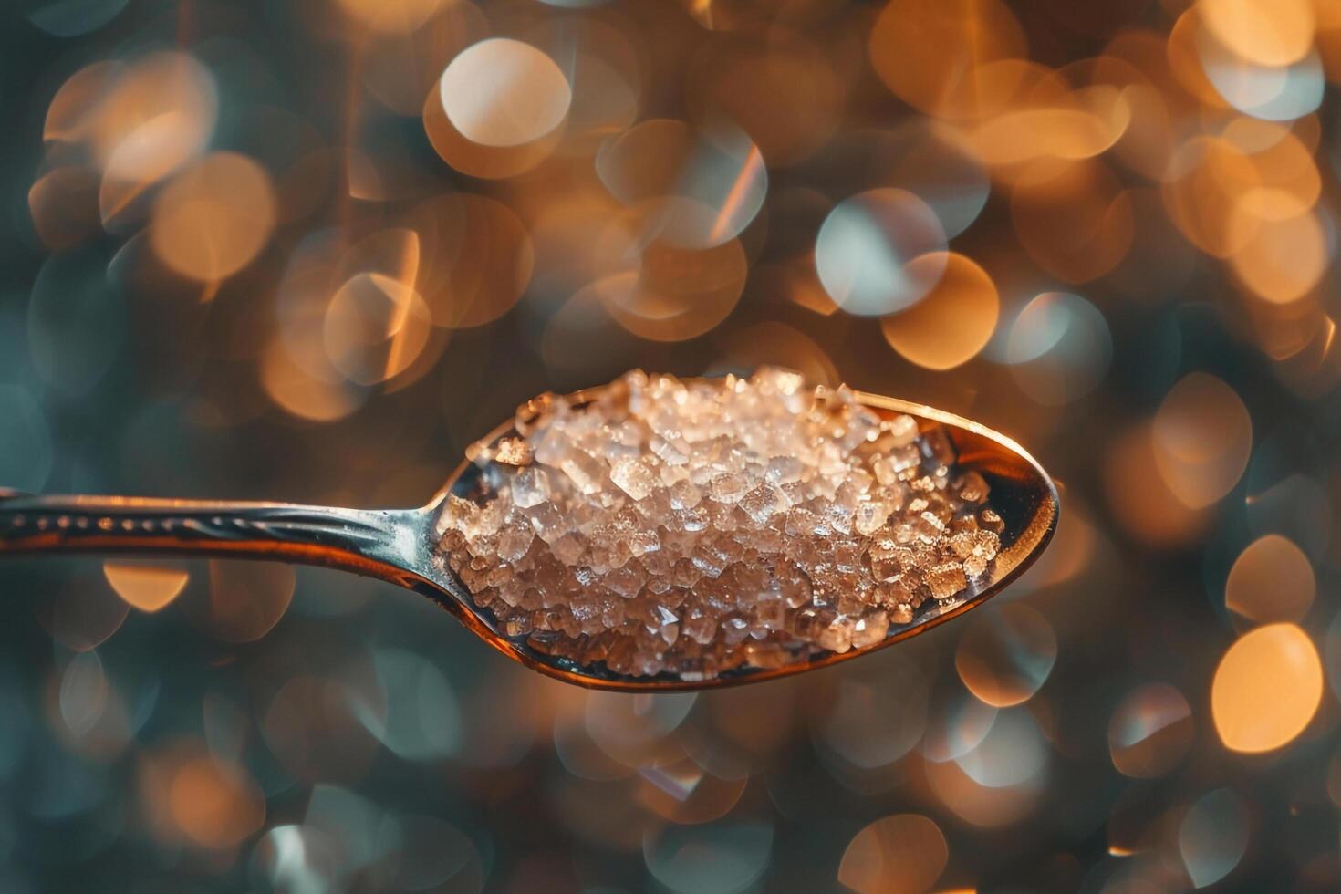 Spoon Full of Sugar Sitting on a Table photo