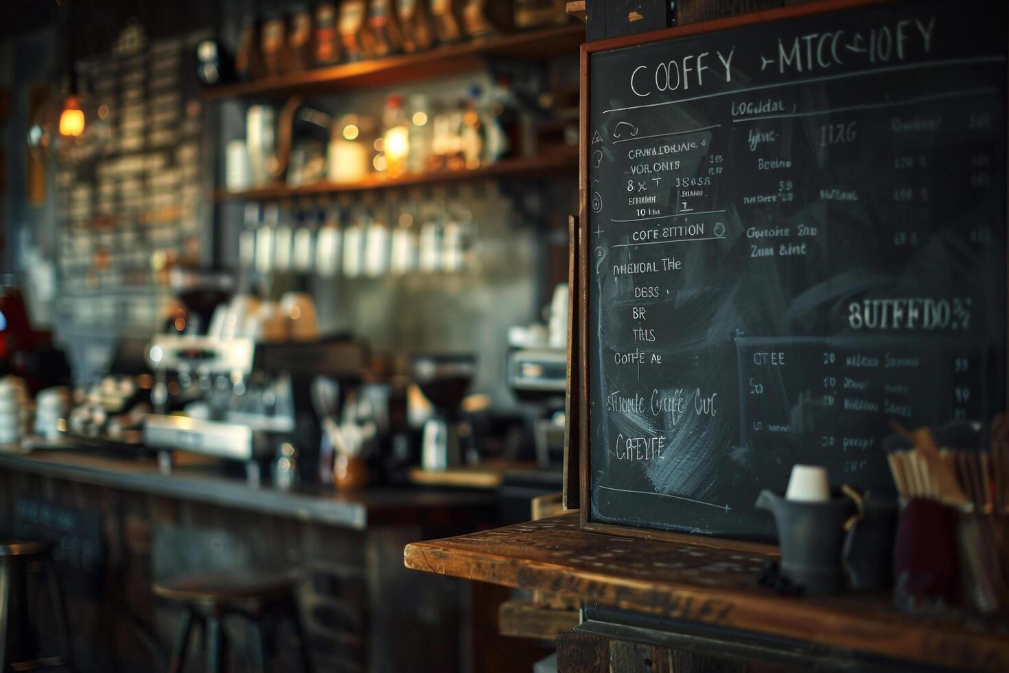 Coffee Shop Menu on the Blackboard photo