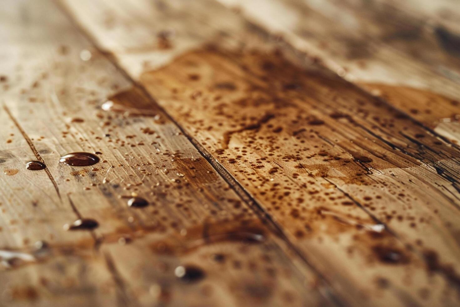 of a Wooden Floor with Water Droplets photo