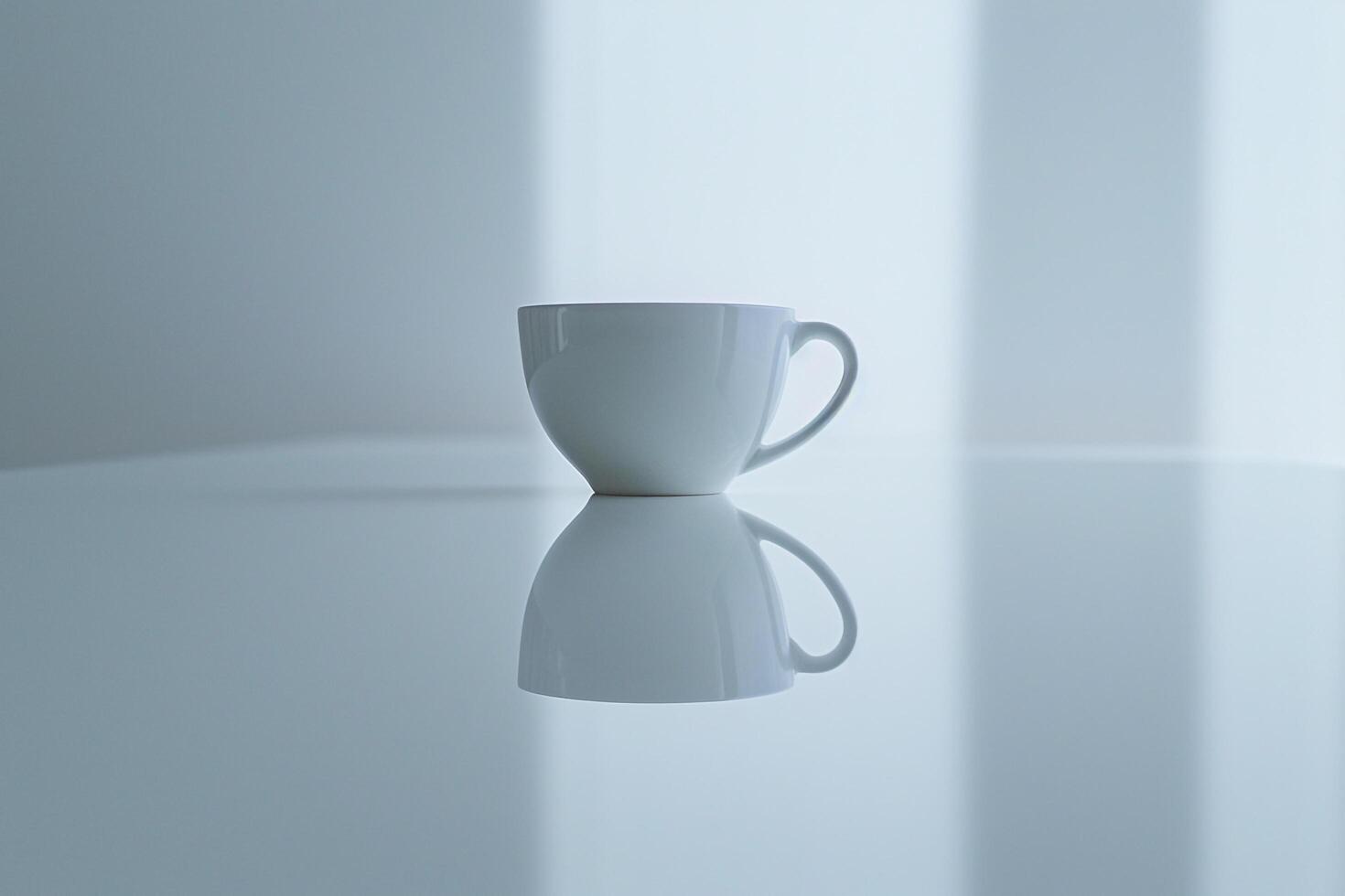 A White Coffee Cup Sitting on a Table photo