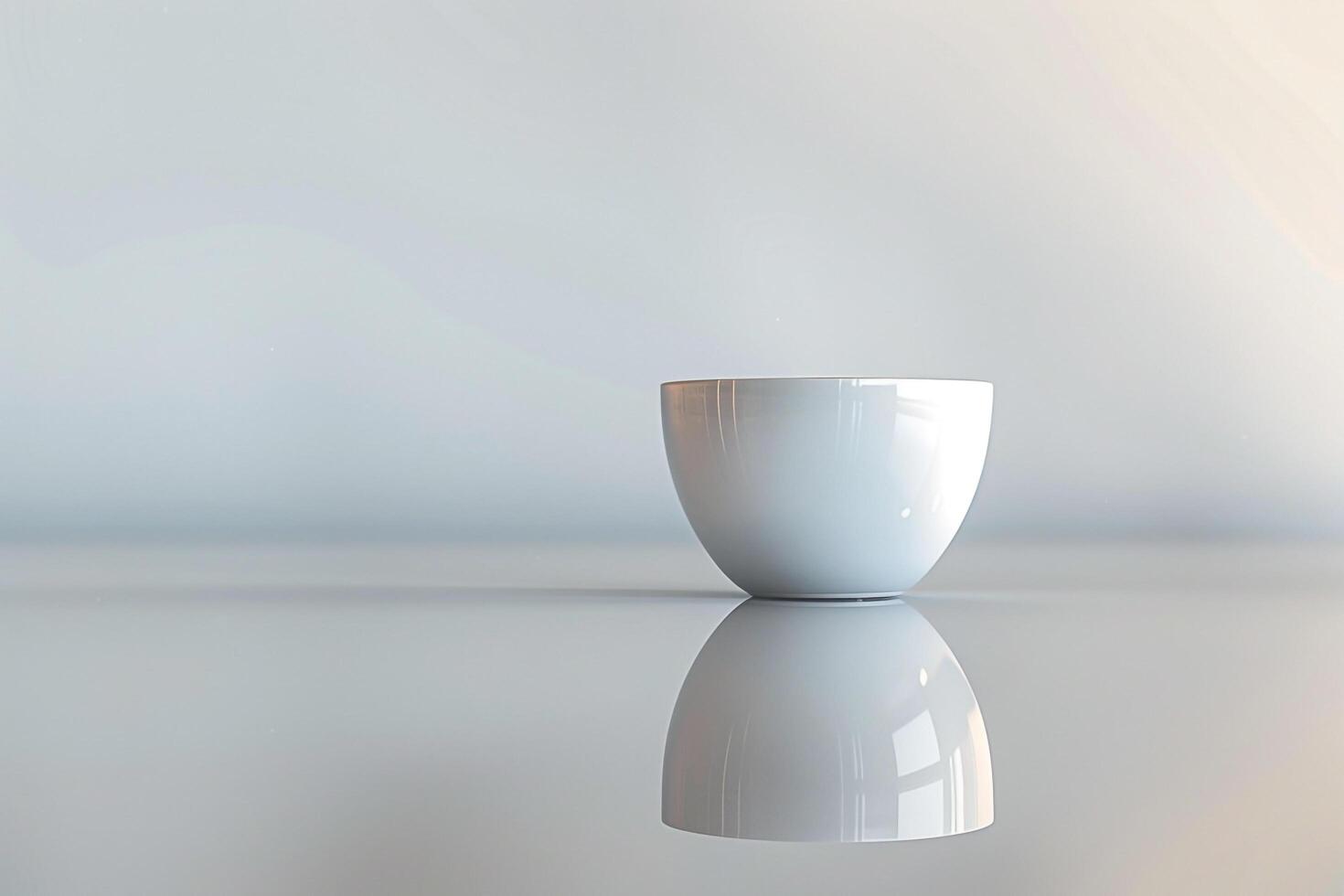 A White Cup Sitting on a Table with a Reflection photo