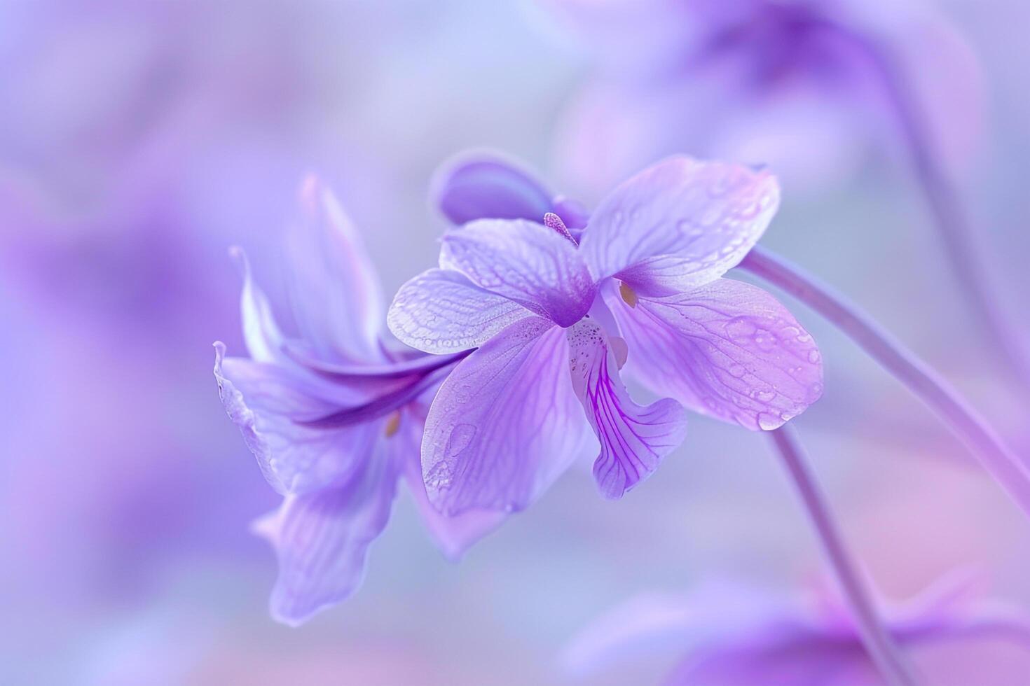 Purple Flowers in Blurry Photo Background