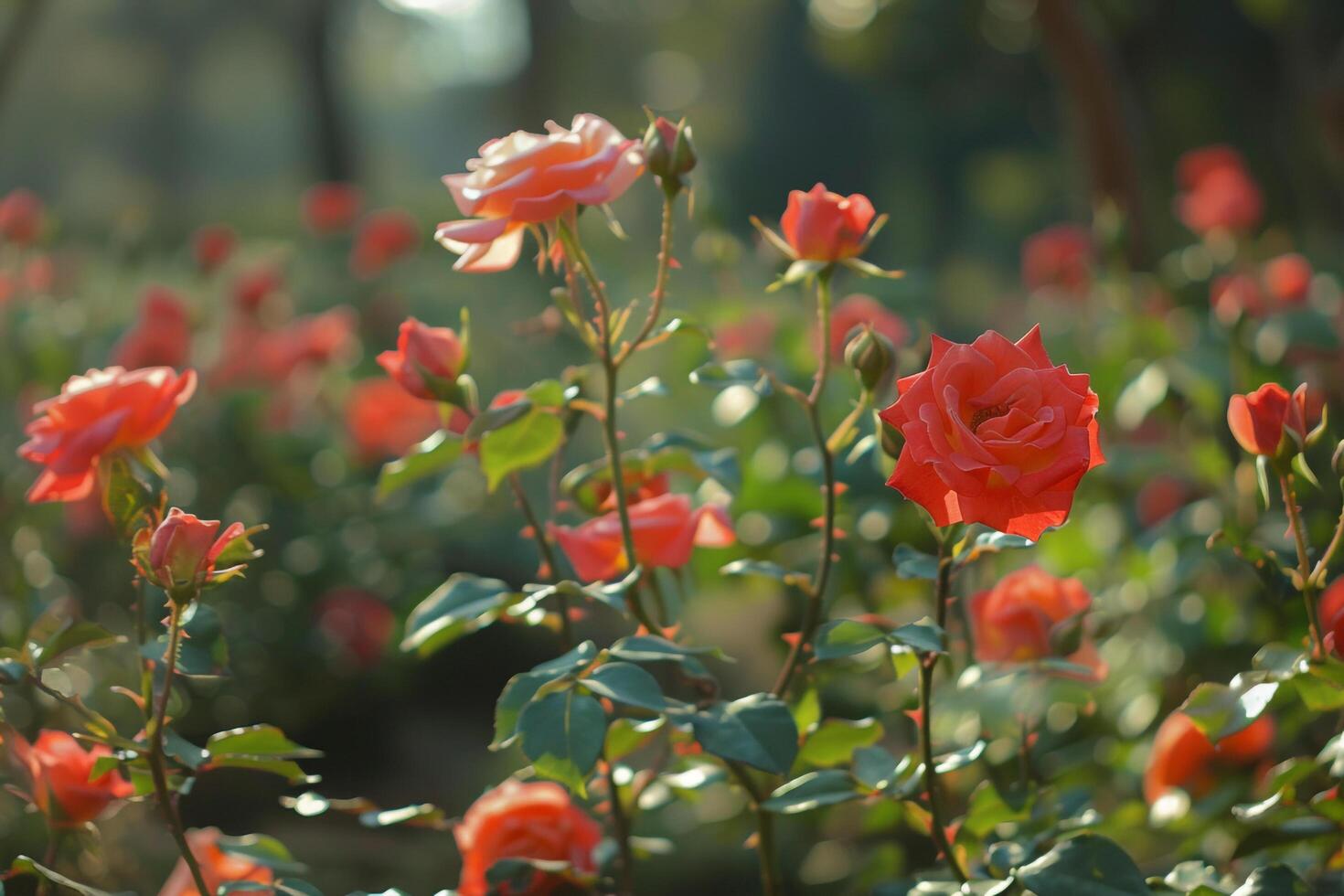 Field of Red Roses Background photo