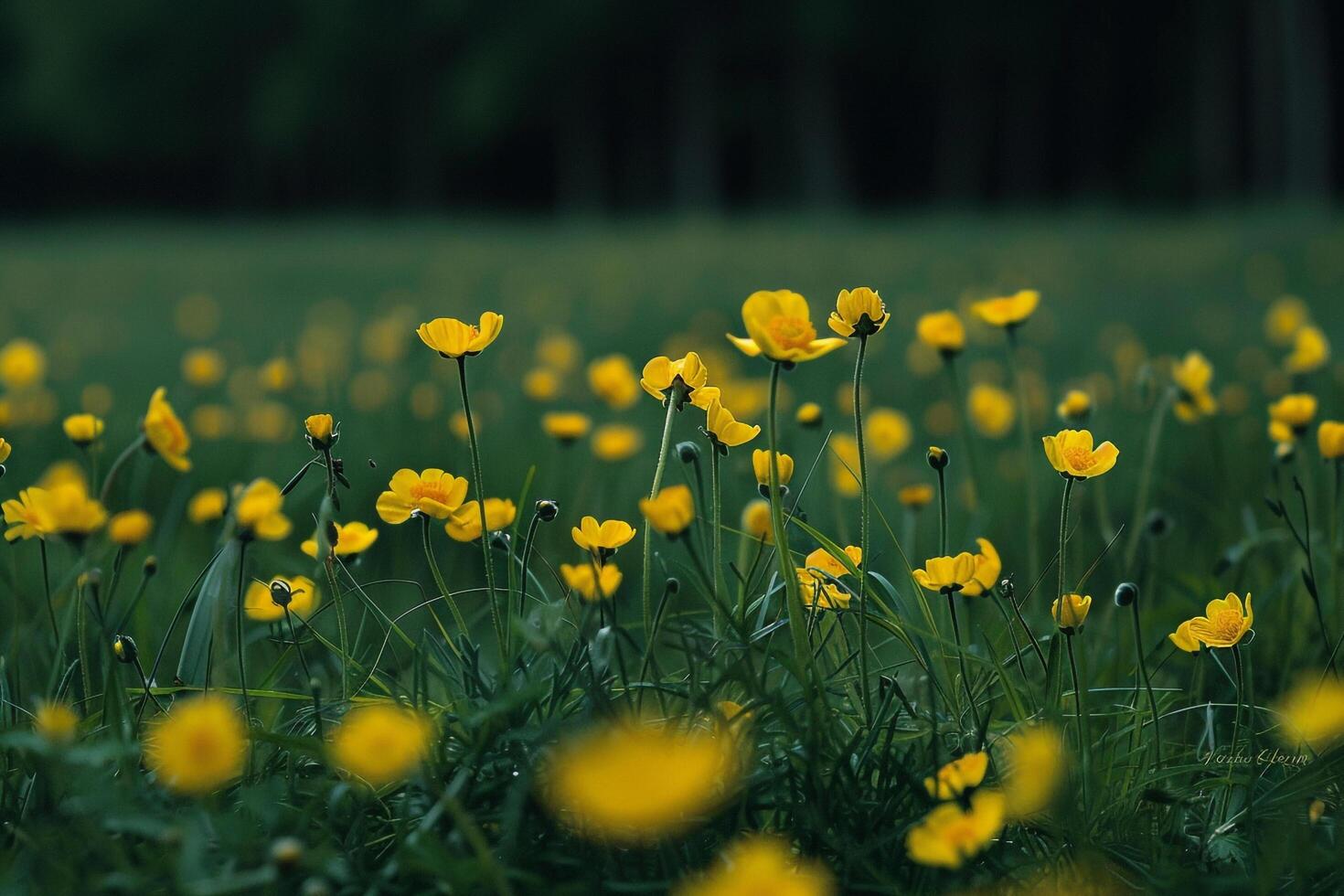Yellow Flowers in Field Background photo