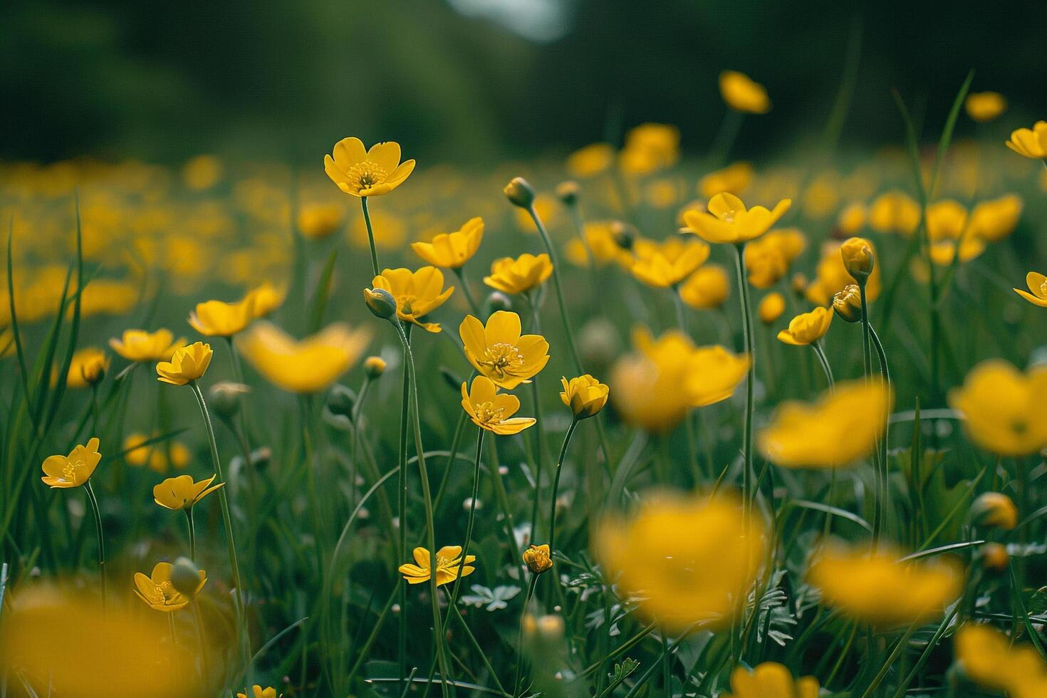 Yellow Flowers in Field Background photo